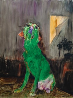 terminusantequem:  Zhou Chunya (Chinese, b. 1955), GREEN DOG SERIES, 2008. Oil on canvas, 200.2 x 150.5 cm