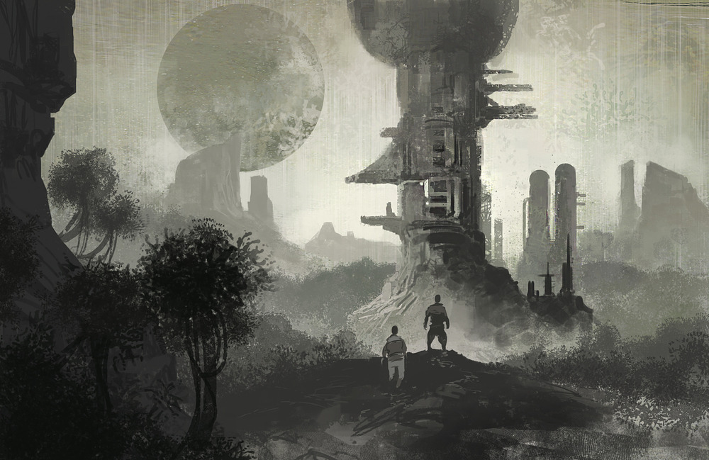 fuckyeahvideogamesartworks:  NO MAN´S SKY black n white concept art by Leading Light