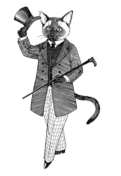 theserestlesshands:A friend commissioned me to draw their parent’s cat as a dapper gentleman.Look at