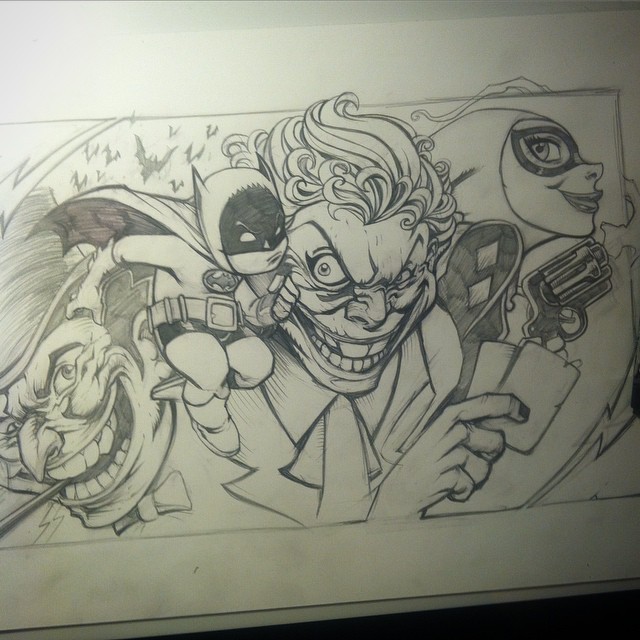 Working it out, not sure about the penguin&hellip; Thoughts? #batman #harleyquinn