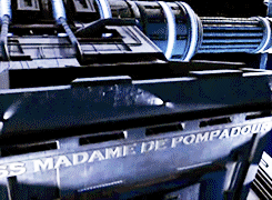 :  “SS Marie Antoinette. Out of control repair Droids, cannibalizing human beings. I know this is familiar, but I just can’t seem to place it. Sister Ship of the Madame De Pompadour. Nope, not getting it.” 