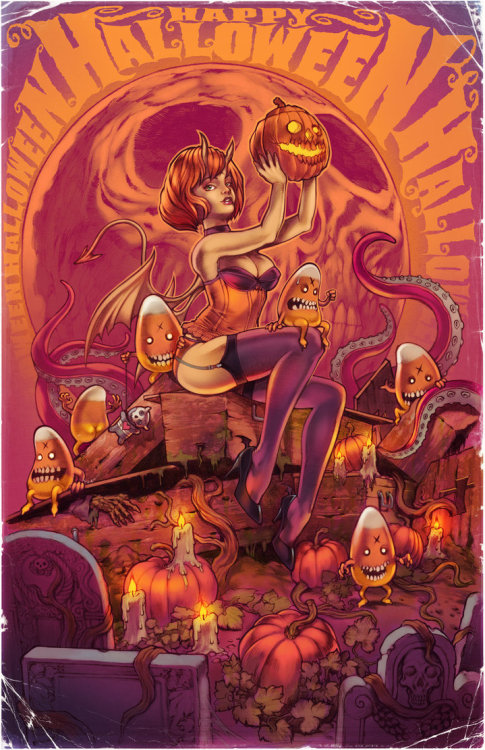 Porn Pics xombiedirge:  Halloween Illustrations by Corlen