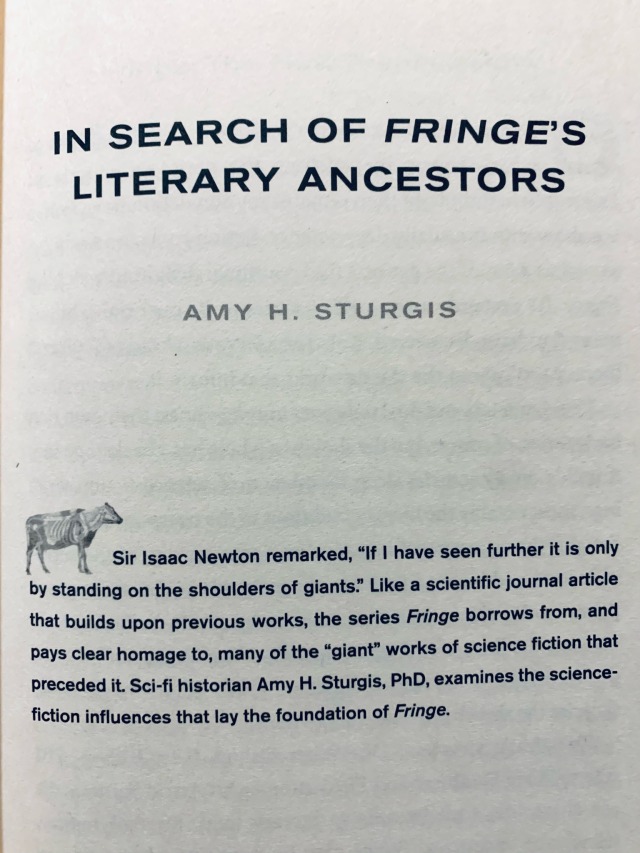 The cover page of the Amy H. Sturgis essay "In Search of Fringe's Literary Ancestors."