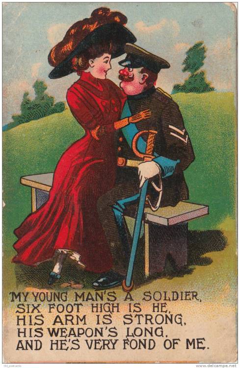 Early C20th postcards on the appeal of a military uniform.