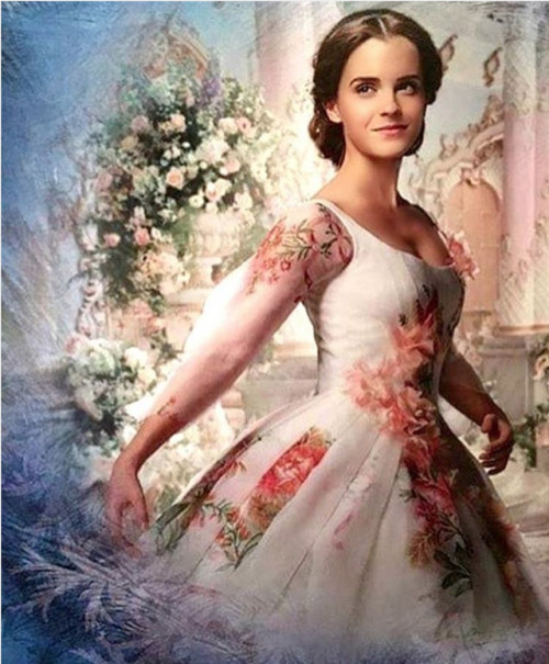 “The design on the gown Belle wears at the end of the film once the spell has been lifted is t