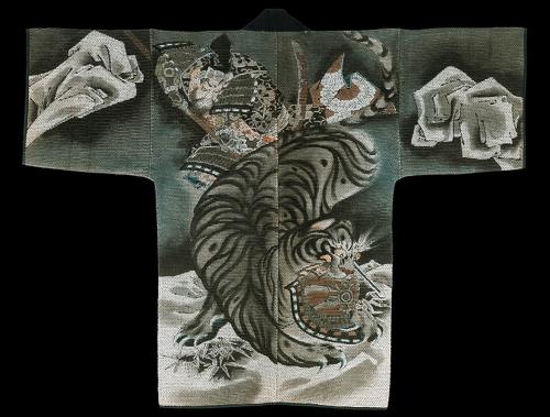 Intricately designed kajishouzoku (firemen’s vests) from Edo period. Like tattoos*, those heavy vest
