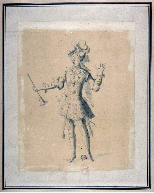Costume design for an unknown spectacle by Jean Berain, 17th century