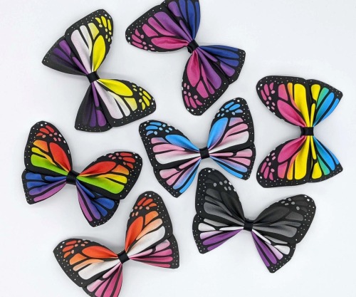 sosuperawesome:Pride Butterfly BarrettesTerrafaye Seemings on Etsy Ok I have a bow addiction. Like 