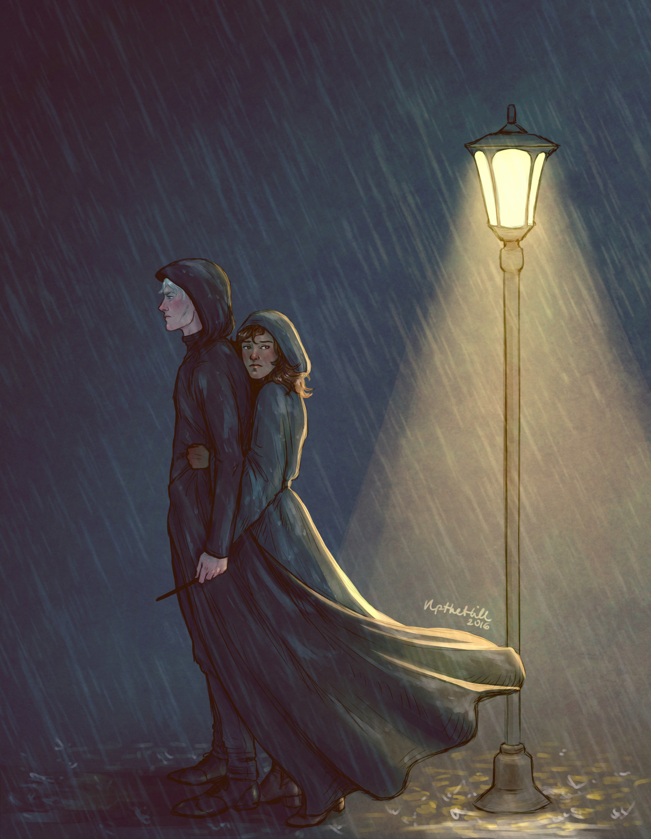 upthehillart:  The world is a scary place for two people who no longer belong Ref