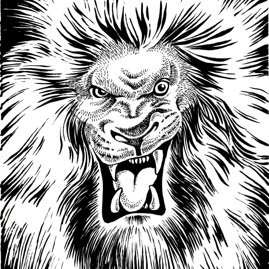 Lion Print From Original Pen and Ink Drawing Black and White - Etsy