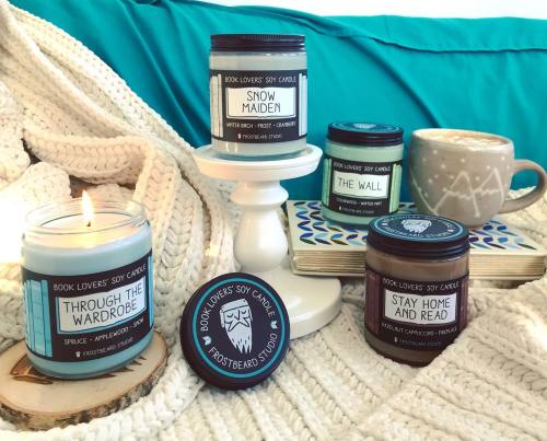 Winter candle collection is now available! Through the Wardrobe, Snow Maiden, The Wall, and Stay Hom