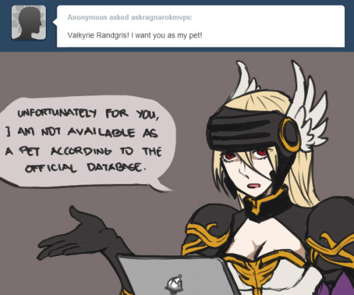 askragnarokmvps:  Valkyrie Randgris: I, a Valkyrie of Odin, shall not surrender and become subject to a mere human. If you value your life, pack your things and retreat before you face the wrath of my spear.  That last panel is epic. 8D <3