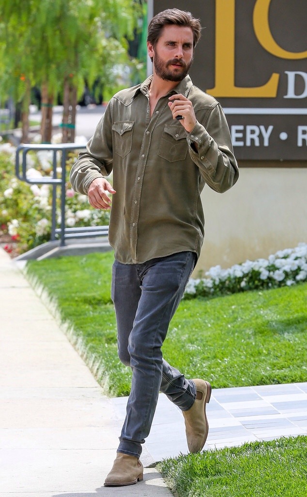 Male Celebrity Style on Tumblr: Scott Disick spotted in a forest green  khaki button down shirt with matching Saint Laurent Chelsea boots.