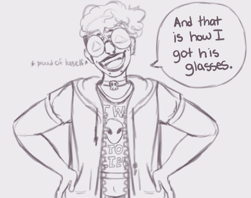 starryfishbonesoup:How to get Indrid’s glasses 101[image description: a series of line drawing