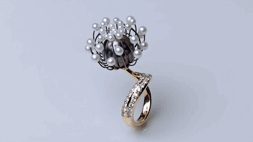 treasures-and-beauty: Blossom Ring. Designed by Chi Huynh, Galatea Jewelry. Made from nitinol, an al