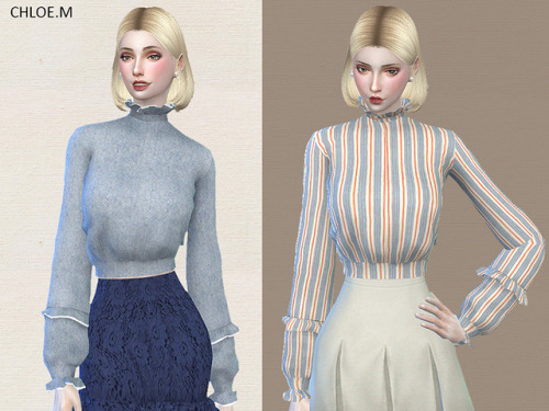 chloem-sims4:   Blouse with falbala  Created for: The Sims 4 14 colorsHope you like my creations!Dow