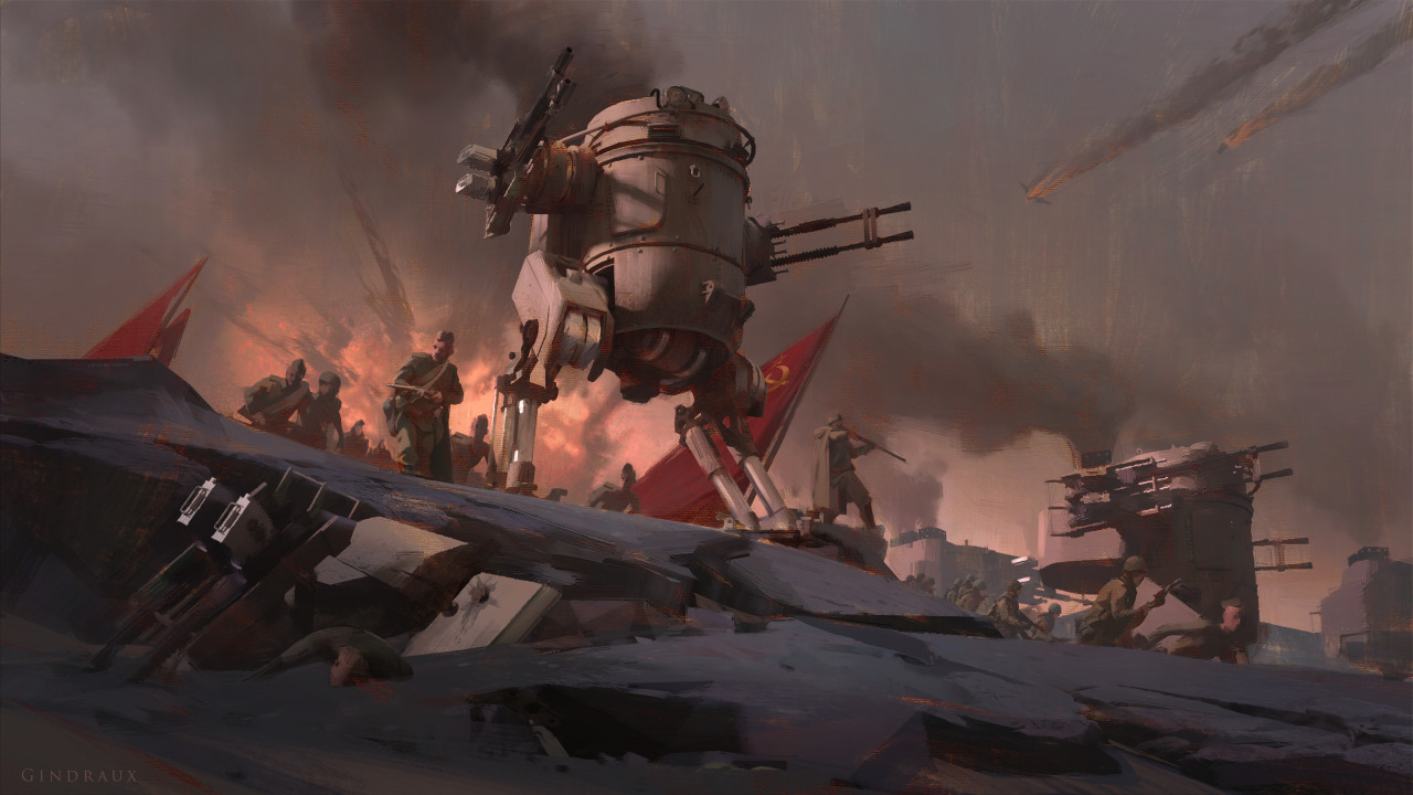 nickgindraux:  World war 2 Soviet mech.  Drew a lot of inspiration from Ashley Wood