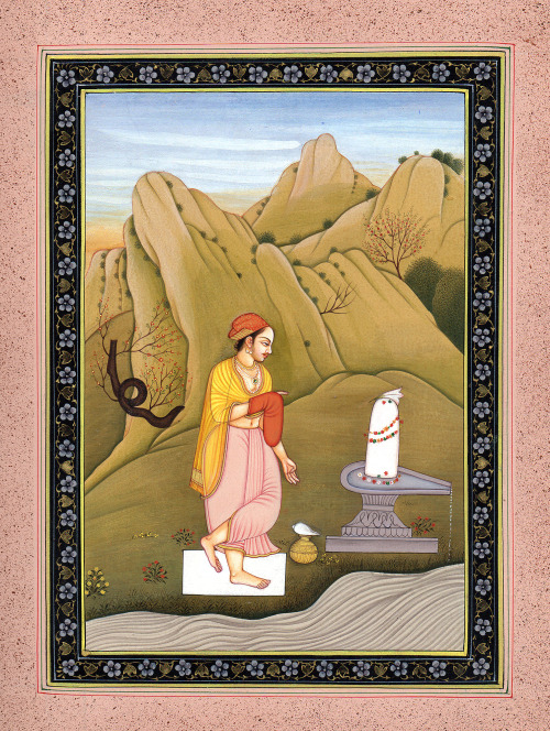 Lingam and worshiper, painting ny Kailash Raj