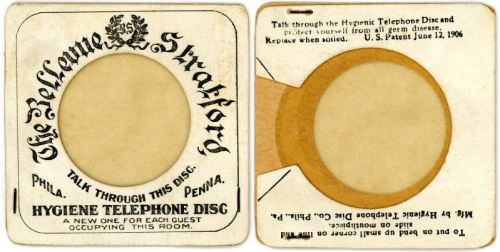 yesterdaysprint:Disposable ‘hygienic telephone disc’ from The Bellevue-Stratford hotel in Pennsylvan