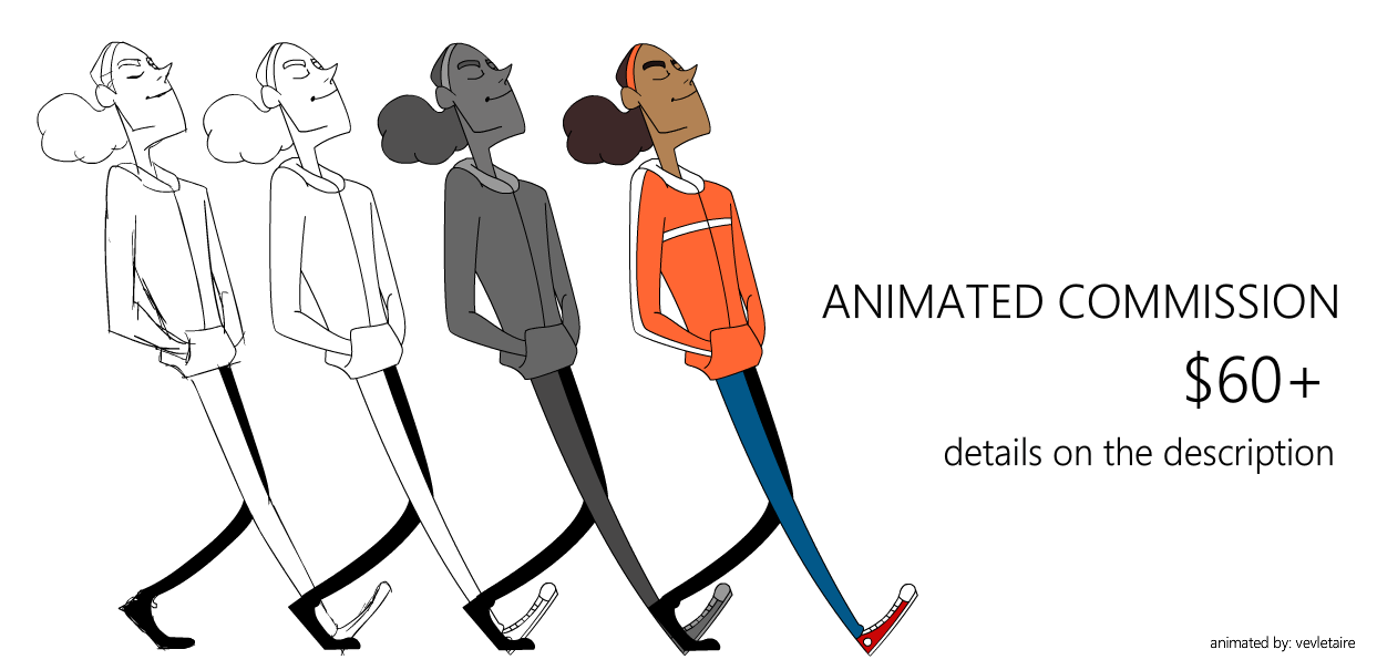 Animated Comms are currently CLOSED
Updated since: Nov 24, 2017
Questions or inquiries please email me: vevletaire@gmail.com
Payment meathod: PAYPAL only (Currency is in US Dollars)
I also have illustration commissions. Please click here for more...