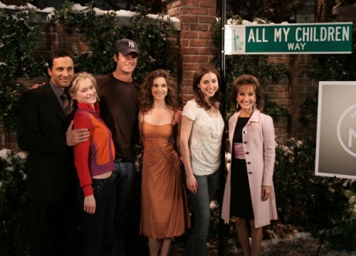 The cast of &ldquo;All My Children&rdquo; attends a street sign presentation to celebrate th