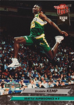 thejohnnykilroycollective:  1992-93 Ultra #205 Shawn Kemp JS   Kemp was the fucking truth