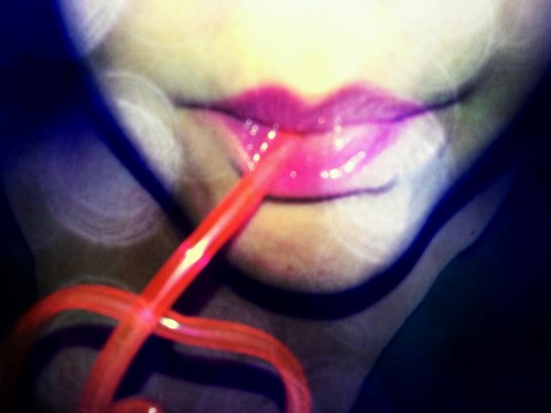 Just sitting here messing around. drinking water through a crazy straw with bright lip while watching Korean dramas!
