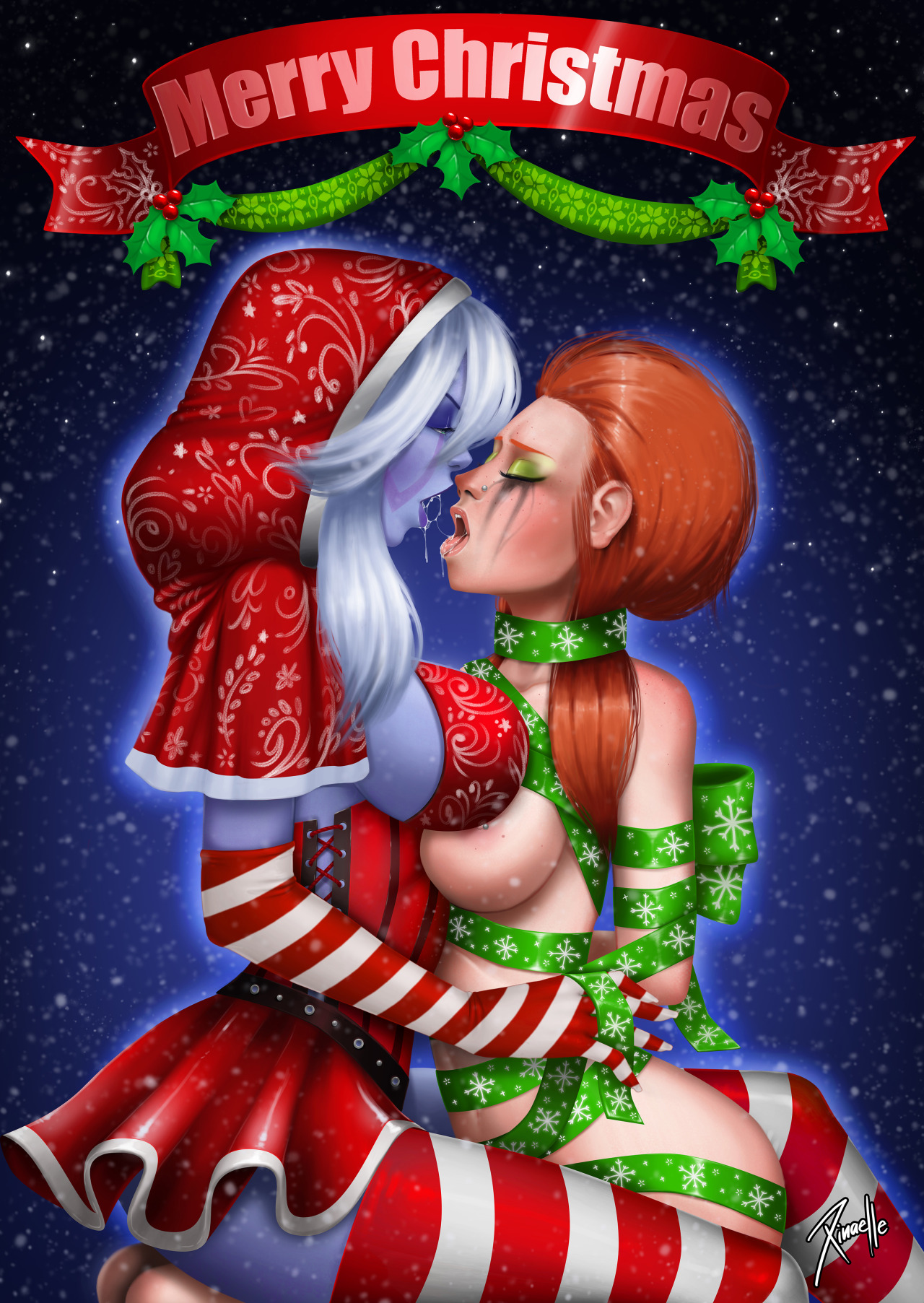   Christmas kiss   ( ˘⌣˘)♡(˘⌣˘ )     Early Christmas art with Traxex and