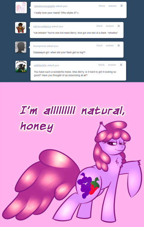 berrypunchreplies:  Many mares would PAY to look this good!  Dat Berry c: