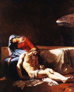 The dead Christ supported by the Virgin.