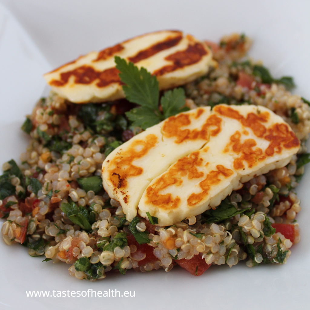 Quinoa Tabbouleh with Halloumi by Tastes of Health