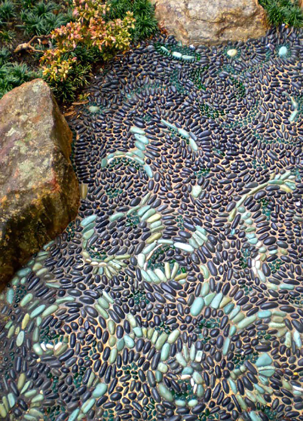 asylum-art:  10 Magical Pebble Paths That Flow Like Rivers   The garden or back-yard