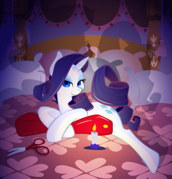 theponyartcollection:  Rarity in Waiting by *lilytrader  Look at this fiiiine mare &lt;3 Wow, i really like this one a lot.