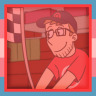 target employee (scott the woz) trans pride square art with art by @elbowstuff