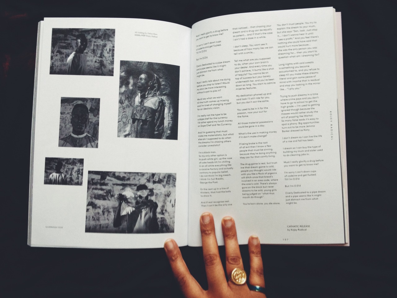 nxsh:  I have some photography and illustrations of Kojey Radical in issue 1 of PYLOT