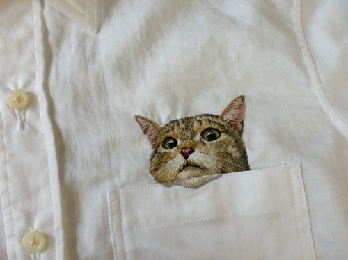 Cats really make everything better - check out these awesome embroidered shirts by Japanese artist H