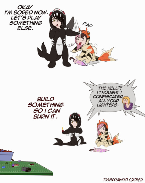 tigerpaw90:Neo the Koi fish joins the party!  Fun fact: Cinder got Roman into trouble at Ozpin&