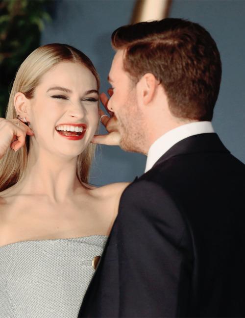 vvoodleys: Lily James and Richard Madden being cute at the “Cinderella” London Premiere 