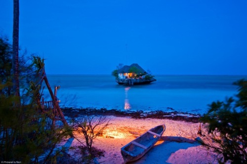 kushandwizdom:  odditiesoflife:  The Tiny Rock Restaurant in the Sea At beautiful Michanwi Pingwe Beach on Zanzibar’s coast in Africa is an incredibly unique restaurant. The restaurant is so small, it’s perched on a fossilized bed of coral located