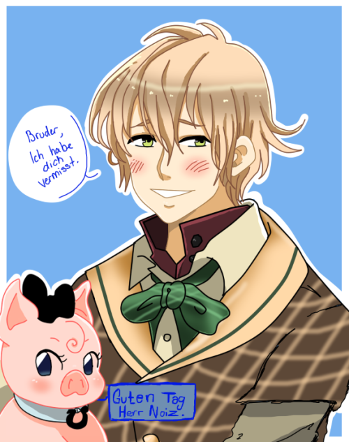 Okay, I admit it I just really wanted to draw Theo with a pig allmate. (In Germany Pigs are said to 