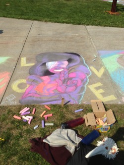 yamino:  dragons-and-chocolate:  hammibal-lector:  …..This is what I did while suffering in the sun during a festival at my school featuring a big sidewalk chalk art contest.SO SUNBUrNT AND SORE. but my first legit fanart tho. And that hand is hella.I