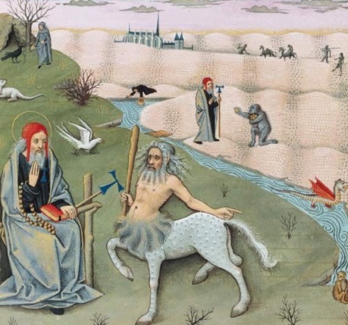 religions-of-the-world: St. Anthony, the Centaur, and the Satyr (from the Life of St. Paul, the Firs