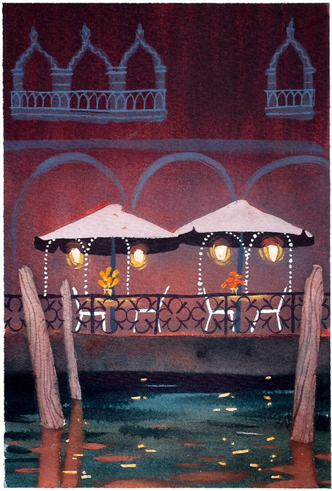 &ldquo;Dockside Dinner&rdquo;I saw this restaurant in Venice, Italy and really wanted to pai