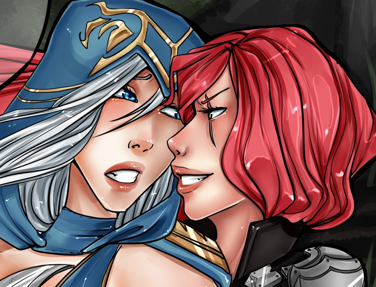 Commission. Ashe and Katarina from League of Legends (You can see in the background