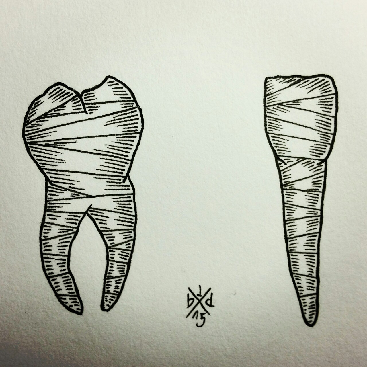 blacklinedots:  wounded teeth 