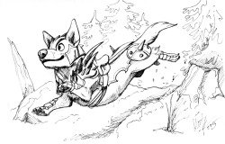 proteesiukkonen:  I had a bit of free time at work today and we had some epic celtic tunes as background music, so naturally a battle corgi started to appear in my sketchbook.  We can assume that the rider fell off miles ago. 