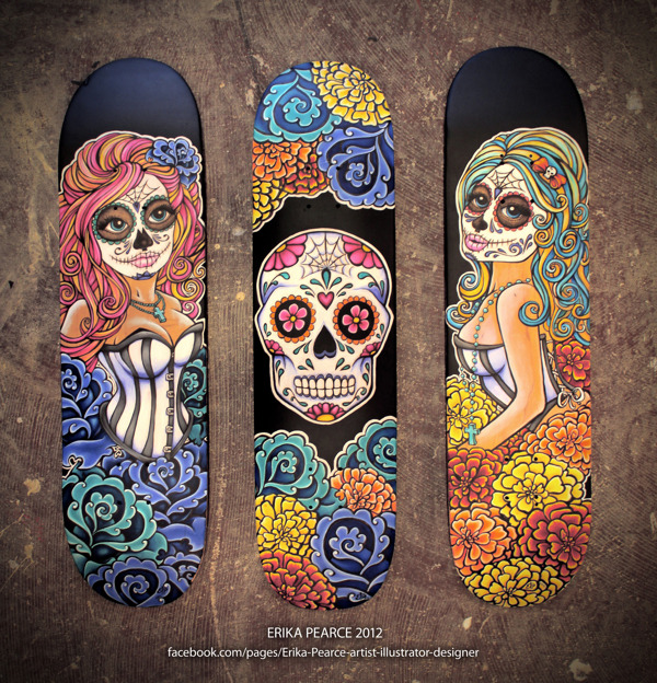 luv-an-musiq:  Día de los Muertos - Skate Decks by Erika Pearce  