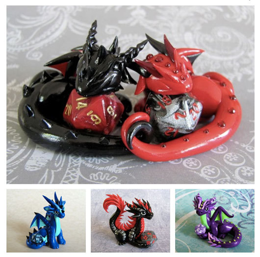 geeksofdoom:  Sculpted dragon figures that hold D&amp;D dice