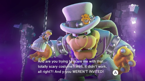 titenoute:superretroshark:Bowser’s reactions to various outfits in Super Mario Odyssey.Ok this is pr