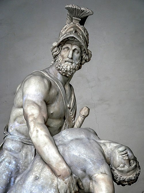 Menelaus holds the body of Patroclus in this first-century CE Roman copy of a 3rd century BCE Greek 